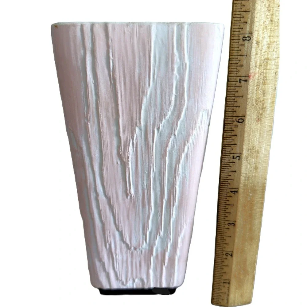 Vintage 1950s-60s Shawnee Pottery Pink Bark MCM Planter Vase 8.25